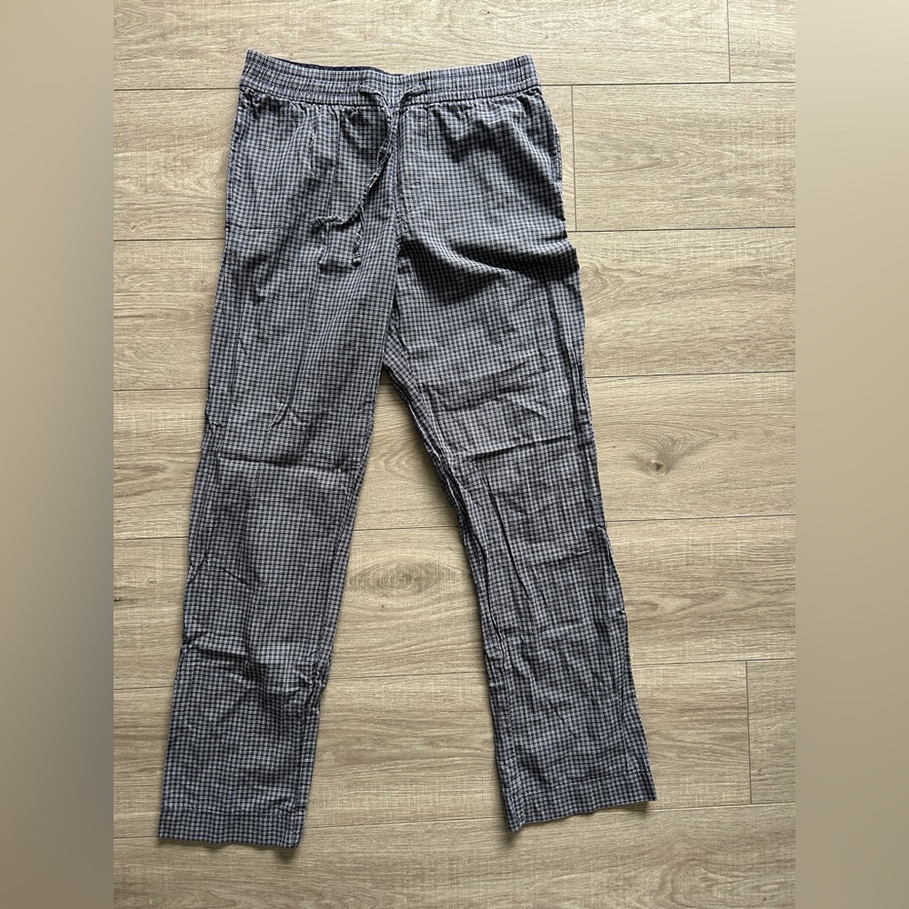 H&M Men’s Checked Drawstring Pants – XS – Navy/White Grid